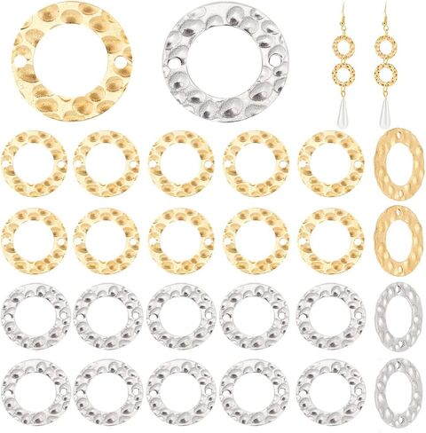 PH PandaHall 60pcs Linking Rings, 15mm Jewelry Connector Rings 304 Stainless Steel Circle Pendant Charm Links for Necklaces Bracelets Jewelry DIY Crafts Making, Golden/Stainless Steel in Saudi Arabia