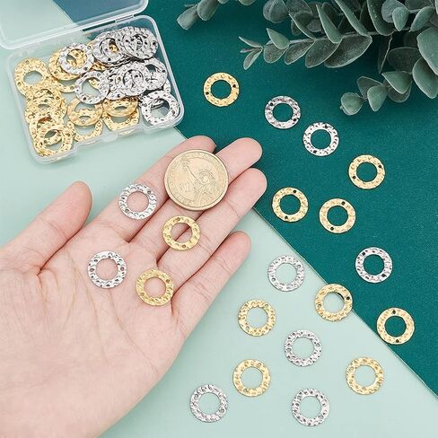 PH PandaHall 60pcs Linking Rings, 15mm Jewelry Connector Rings 304 Stainless Steel Circle Pendant Charm Links for Necklaces Bracelets Jewelry DIY Crafts Making, Golden/Stainless Steel in Saudi Arabia