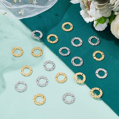 PH PandaHall 60pcs Linking Rings, 15mm Jewelry Connector Rings 304 Stainless Steel Circle Pendant Charm Links for Necklaces Bracelets Jewelry DIY Crafts Making, Golden/Stainless Steel in Saudi Arabia