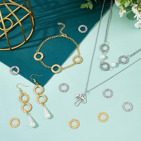 PH PandaHall 60pcs Linking Rings, 15mm Jewelry Connector Rings 304 Stainless Steel Circle Pendant Charm Links for Necklaces Bracelets Jewelry DIY Crafts Making, Golden/Stainless Steel in Saudi Arabia