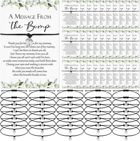 Thyle 50 Sets Baby Shower Favors for Guests 50 Adjustable Bracelets with 50 Message from the Bump Card Footprints Charm Baby Shower Bracelets for Gender Reveal Thank You Gifts (Flower) in Saudi Arabia