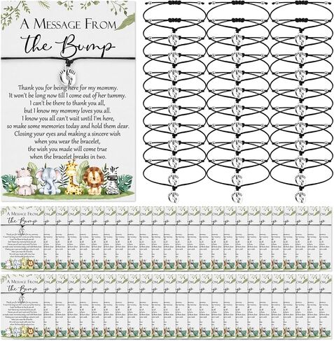 Thyle 50 Sets Baby Shower Favors for Guests 50 Adjustable Bracelets with 50 Message from the Bump Card Footprints Charm Baby Shower Bracelets for Gender Reveal Thank You Gifts (Flower) in Saudi Arabia