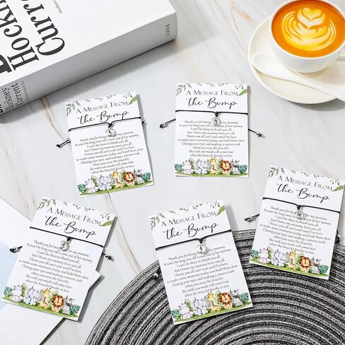 Thyle 50 Sets Baby Shower Favors for Guests 50 Adjustable Bracelets with 50 Message from the Bump Card Footprints Charm Baby Shower Bracelets for Gender Reveal Thank You Gifts (Flower) in Saudi Arabia