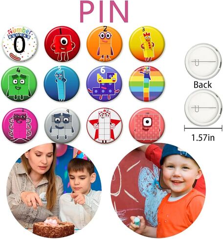 Number Birthday Party Supplies Blocks Birthday Party Decorations,Includes Bracelets,Button Pins,Key Chain,Glow Stick,Stickers,Number themed Blocks Party Favors in Saudi Arabia