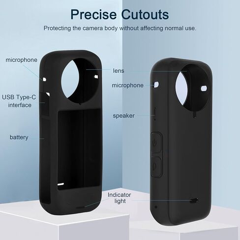 XEWEA Silicone Protective Case for Insta360 X4 with Lens Cap + Hang Rope, Soft Protective Sleeve Body Cover Kits for Insta360 X4 Anti-Scratch Anti-Bump Accessories (Standard lens guards) in Saudi Arabia