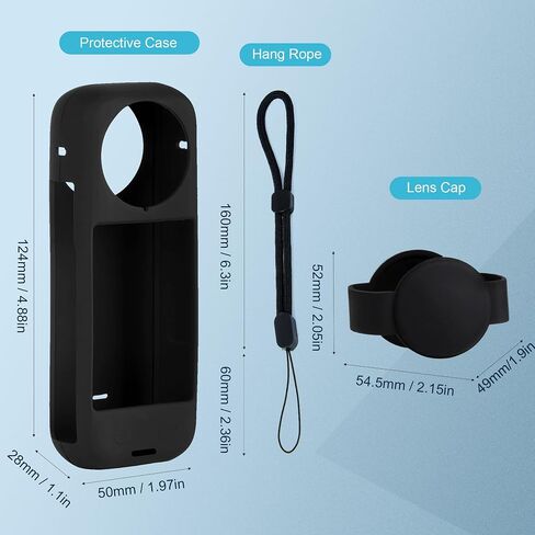 XEWEA Silicone Protective Case for Insta360 X4 with Lens Cap + Hang Rope, Soft Protective Sleeve Body Cover Kits for Insta360 X4 Anti-Scratch Anti-Bump Accessories (Standard lens guards) in Saudi Arabia