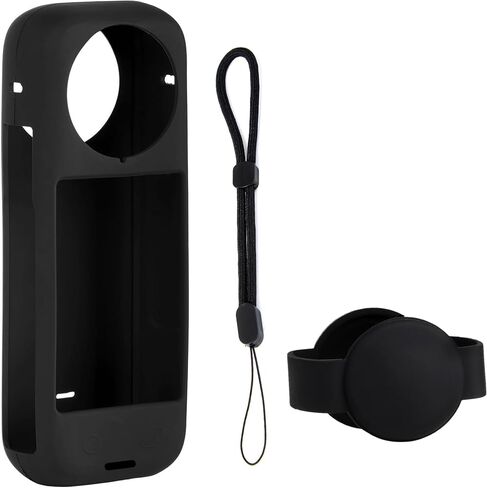 XEWEA Silicone Protective Case for Insta360 X4 with Lens Cap + Hang Rope, Soft Protective Sleeve Body Cover Kits for Insta360 X4 Anti-Scratch Anti-Bump Accessories (Standard lens guards) in Saudi Arabia
