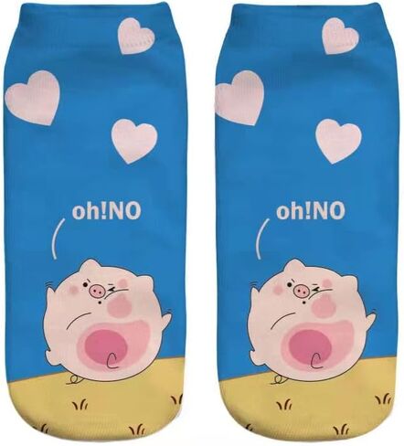6 Pack Women Girls Novelty Ankle Socks 3D Print Funny Crazy Cute Sloth Galaxy Llama Low Cut No Show Socks Gift in Saudi Arabia