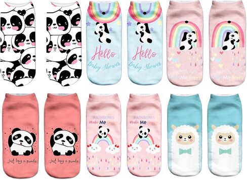 6 Pack Women Girls Novelty Ankle Socks 3D Print Funny Crazy Cute Sloth Galaxy Llama Low Cut No Show Socks Gift in Saudi Arabia