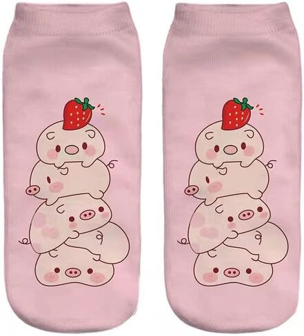 6 Pack Women Girls Novelty Ankle Socks 3D Print Funny Crazy Cute Sloth Galaxy Llama Low Cut No Show Socks Gift in Saudi Arabia