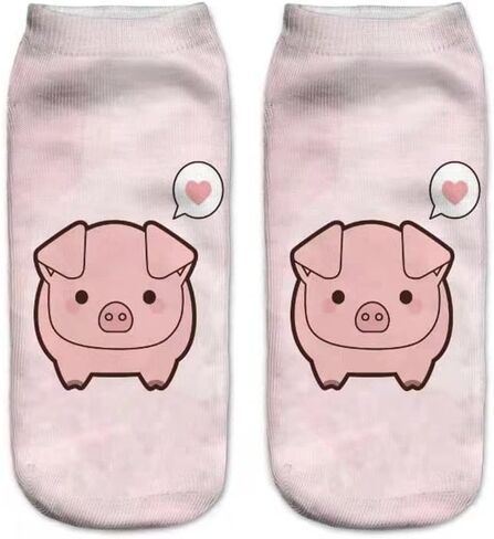 6 Pack Women Girls Novelty Ankle Socks 3D Print Funny Crazy Cute Sloth Galaxy Llama Low Cut No Show Socks Gift in Saudi Arabia