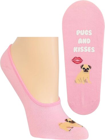 Hot Sox Women's Classic Novelty Crew Socks-1 Pair Pack-Fun & Cute Fashion Gifts, Pugs and Kisses Liner (Pink), 4-10 in Saudi Arabia