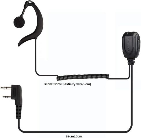 سماعة أذن Retevis Walkie Talkie مع ميكروفون 2 دبوس، أنبوب ملفوف، لـ RT22 RT68 RT21 H-777 RT22S H777S RT19 NR10، متوافقة مع راديو BAOFENG UV-5R pxton ثنائي الاتجاه، خطاف أذن ناعم سماعة أذن راديو ثنائية الاتجاه (عبوتان) in Saudi Arabia
