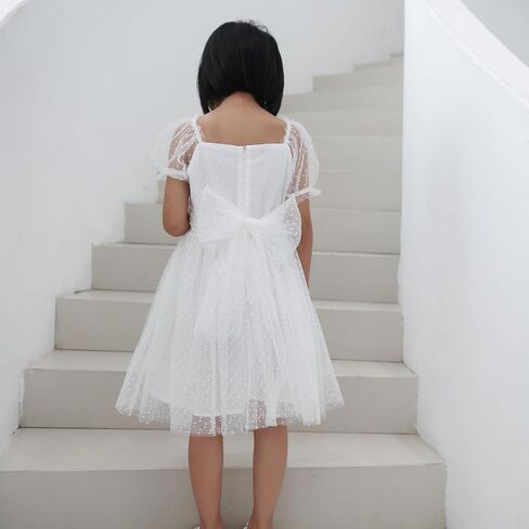 Toddler Flower Girls Dress Puff Sleeve Birthday Dresses Tulle Tutu Party Dress for Girls 18M-7Y in Saudi Arabia