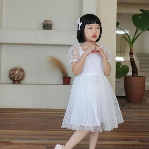 Toddler Flower Girls Dress Puff Sleeve Birthday Dresses Tulle Tutu Party Dress for Girls 18M-7Y in Saudi Arabia