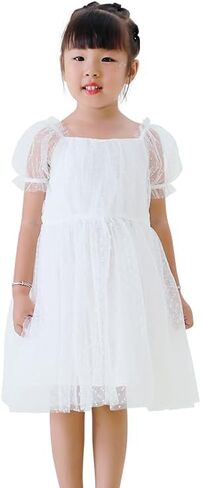 Toddler Flower Girls Dress Puff Sleeve Birthday Dresses Tulle Tutu Party Dress for Girls 18M-7Y in Saudi Arabia