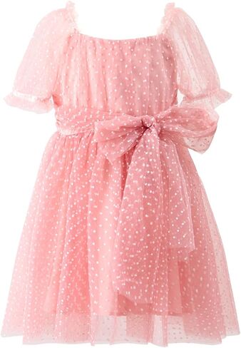 Toddler Flower Girls Dress Puff Sleeve Birthday Dresses Tulle Tutu Party Dress for Girls 18M-7Y in Saudi Arabia