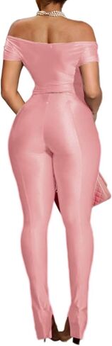 ThusFar Off the Shoulder Jumpsuits for Women Wrap V-Neck High Waist Skinny Flared Pants Club Outfits Y2k Set in Saudi Arabia