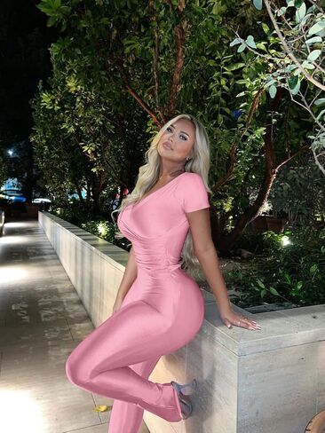 ThusFar Off the Shoulder Jumpsuits for Women Wrap V-Neck High Waist Skinny Flared Pants Club Outfits Y2k Set in Saudi Arabia