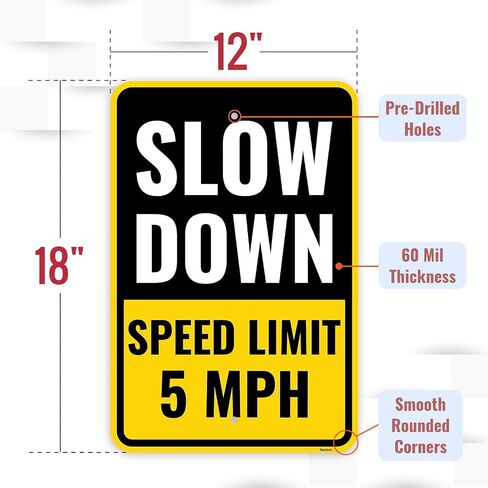 2PC 10 Mph Speed Limit Sign, 18 x 12 Inches - Aluminum - 10Mph Slow Down Safety Signs For Neighborhoods Street in Saudi Arabia
