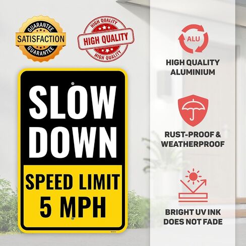 2PC 10 Mph Speed Limit Sign, 18 x 12 Inches - Aluminum - 10Mph Slow Down Safety Signs For Neighborhoods Street in Saudi Arabia