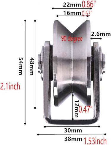 Chiloskit Heavy Duty Caster Wheels 2 inch 304 Stainless Steel Sliding Gate Rollers Wheel Bearing V Groove Guide Pulley Bracket for Lifting Swing/Sliding Sate with Wheel+Bracket,660 lbs Capacity (V) in Kuwait