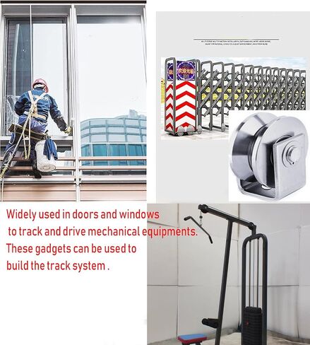Chiloskit Heavy Duty Caster Wheels 2 inch 304 Stainless Steel Sliding Gate Rollers Wheel Bearing V Groove Guide Pulley Bracket for Lifting Swing/Sliding Sate with Wheel+Bracket,660 lbs Capacity (V) in Kuwait