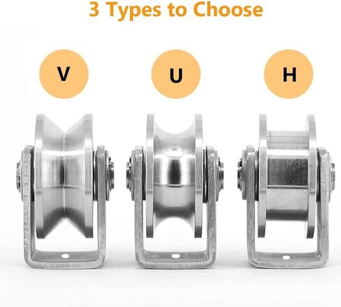 Chiloskit Heavy Duty Caster Wheels 2 inch 304 Stainless Steel Sliding Gate Rollers Wheel Bearing V Groove Guide Pulley Bracket for Lifting Swing/Sliding Sate with Wheel+Bracket,660 lbs Capacity (V) in Kuwait