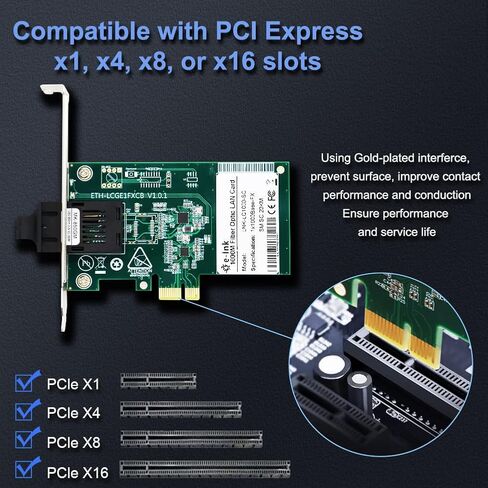 بطاقة الشبكة Gigabit Ethernet PCI Express PCI-E 10/100/1000Mbps SFP LAN محول، محول PCI Express LAN يدعم Windows Server/Windows، Linux in Saudi Arabia