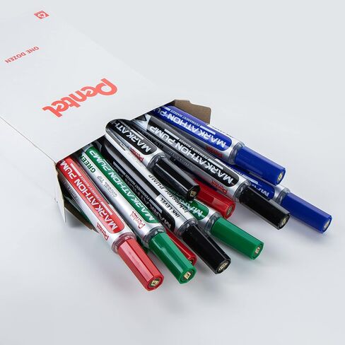 Pentel Markathon Pump Permanent Marker, Chisel Tip, Black Ink, 12 Pack (NLF60X-A) in Saudi Arabia