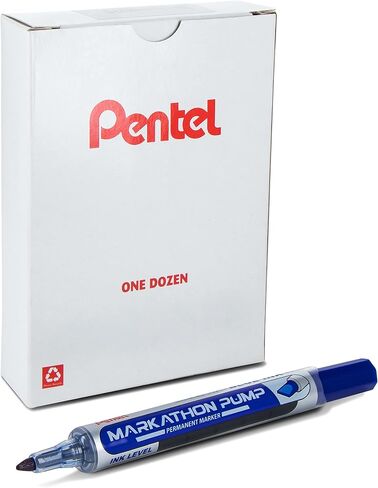 Pentel Markathon Pump Permanent Marker, Chisel Tip, Black Ink, 12 Pack (NLF60X-A) in Saudi Arabia