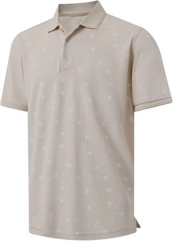 قميص بولو بيكيه مطبوع للرجال من VEBOON بأكمام قصيرة كاجوال بياقة مسامية وقميص بولو مناسب للأعمال in Kuwait