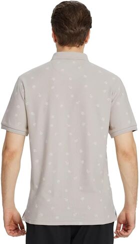 قميص بولو بيكيه مطبوع للرجال من VEBOON بأكمام قصيرة كاجوال بياقة مسامية وقميص بولو مناسب للأعمال in Kuwait