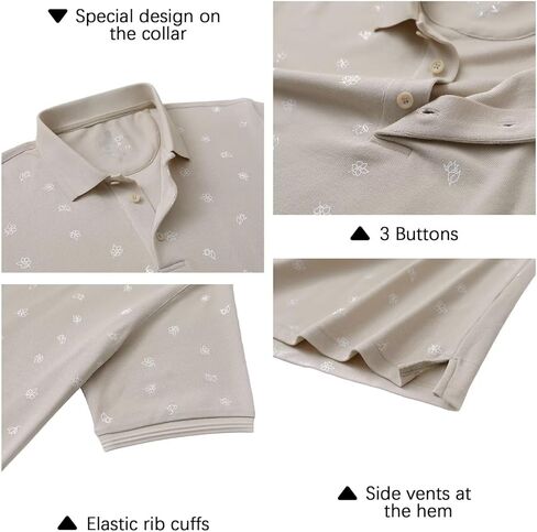 قميص بولو بيكيه مطبوع للرجال من VEBOON بأكمام قصيرة كاجوال بياقة مسامية وقميص بولو مناسب للأعمال in Kuwait