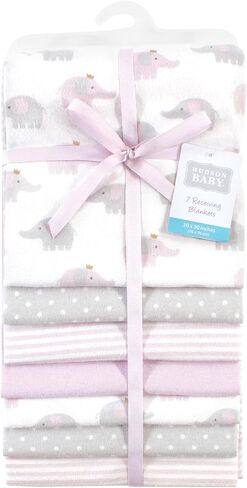 Hudson Baby Unisex Baby Cotton Flannel Receiving Blankets Bundle, Lilac Elephants, One Size in Saudi Arabia