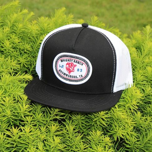 WHISKEY BENT HAT CO. '83 Stockyard Whisky Ranch قبعة Snapback قابلة للتعديل أسود/أبيض in Kuwait