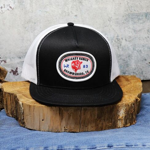 WHISKEY BENT HAT CO. '83 Stockyard Whisky Ranch قبعة Snapback قابلة للتعديل أسود/أبيض in Kuwait