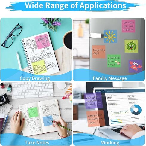 Transparent Sticky Notes, 3" x 3" Clear Sticky Notes Waterproof Self-Adhesive Translucent Sticky Notes pad for Books Annotation and Tracing, See Through Sticky Notes 500PCS (3x3x3, 500, Count) in Saudi Arabia