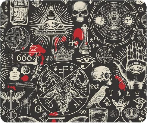 لوحة ماوس للألعاب من Nicokee Occult Skull Rune Demon Blood Bat Crow Eye Mouse Pad للكمبيوتر المكتبي والكمبيوتر المحمول والمكتب 9.5 × 7.9 بوصة مطاط غير قابل للانزلاق in Kuwait