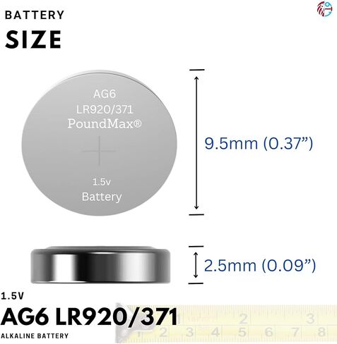 بطاريات AG6 LR920/371 بطارية خلية زر قلوية 1.5 فولت - عدد 10 in Kuwait