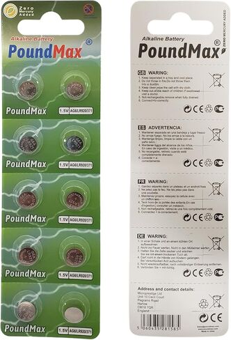 بطاريات AG6 LR920/371 بطارية خلية زر قلوية 1.5 فولت - عدد 10 in Kuwait