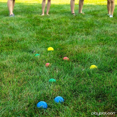 Play Platoon Bocce Ball Set 84mm/90mm/100mm with 8 Premium Bocce Balls, Pallino, Carry Bag & Measuring Rope - Choose Between Classic Resin and Soft Sets in Saudi Arabia