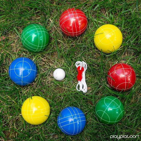 Play Platoon Bocce Ball Set 84mm/90mm/100mm with 8 Premium Bocce Balls, Pallino, Carry Bag & Measuring Rope - Choose Between Classic Resin and Soft Sets in Saudi Arabia