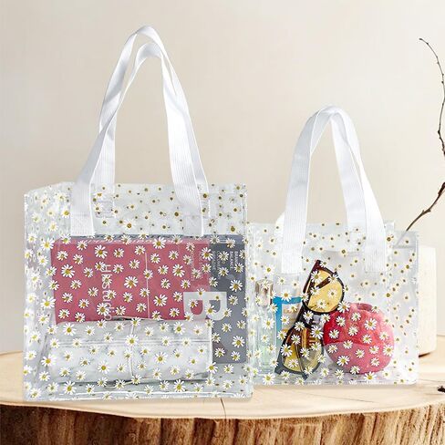 Daisy Flower PVC Tote Bag, Small Clear PVC Handbag for Beach Vacation Shopping, Waterproof Purse Bag in Saudi Arabia