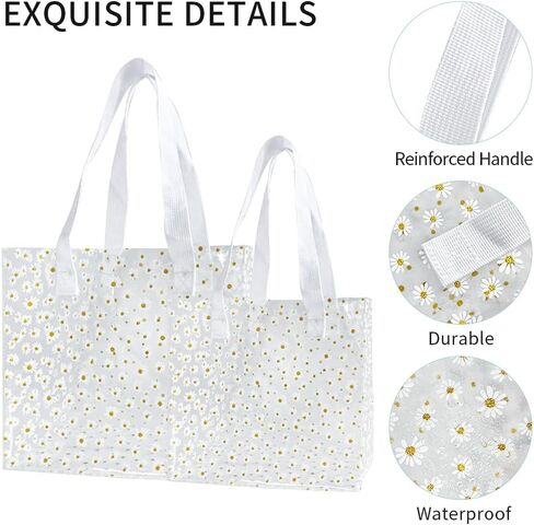 Daisy Flower PVC Tote Bag, Small Clear PVC Handbag for Beach Vacation Shopping, Waterproof Purse Bag in Saudi Arabia