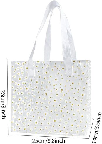 Daisy Flower PVC Tote Bag, Small Clear PVC Handbag for Beach Vacation Shopping, Waterproof Purse Bag in Saudi Arabia