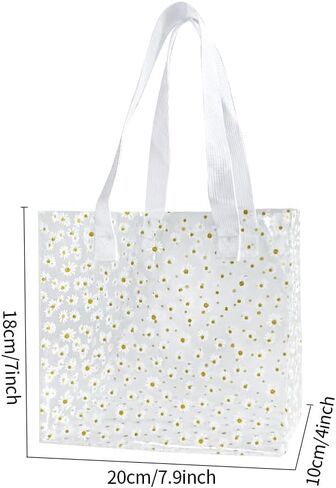 Daisy Flower PVC Tote Bag, Small Clear PVC Handbag for Beach Vacation Shopping, Waterproof Purse Bag in Saudi Arabia