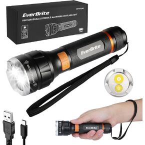 EverBrite LED Rechargeable Flashlight High Lumens, 1000 Lumens, Zoomable Aluminum Flashlight with Digital Focus, 4 Modes, Water Resistant, Adjustable Brightness for Camping, Running, Emergency