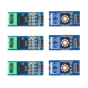 DIANN 3pcs ACS712 Module ACS712 Hall Effect Current Sensor Module 30A Range + 3pcs Voltage Sensor Module DC 0-25V Voltage Tester Terminal Sensor