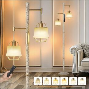 Remote Control Switch Floor Lamp with Metal Lantern and Clear Shade for Living Room Rustic standing Floor Lamp Decor for Bedroom Study Room Dining Room Office Home Hotel in Kuwait